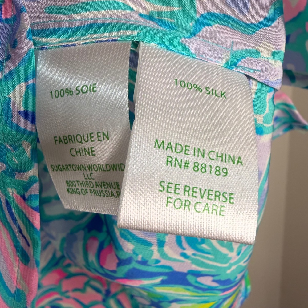 #13 LILLY PULITZER Elsa Top XL PTP: 24"Multi In Full Bloom Silk Floral NWT $158 - Picture 10 of 13